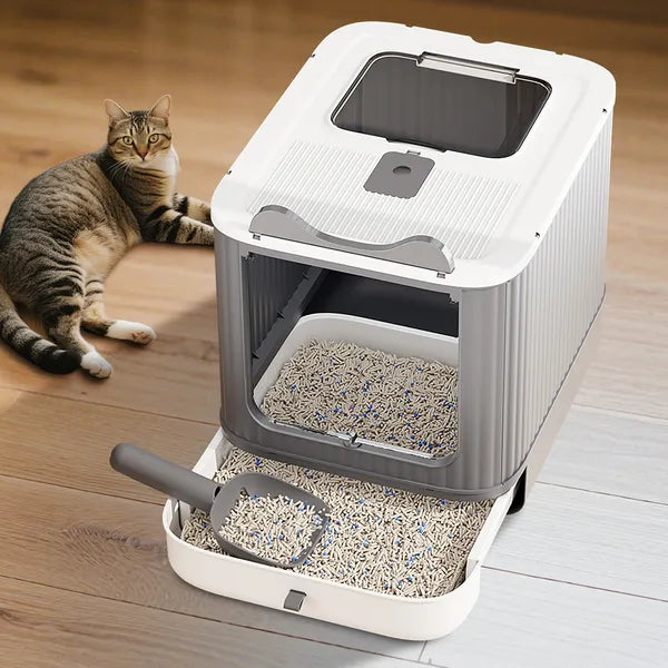 Elevated Leak Proof White Pet Litter Box